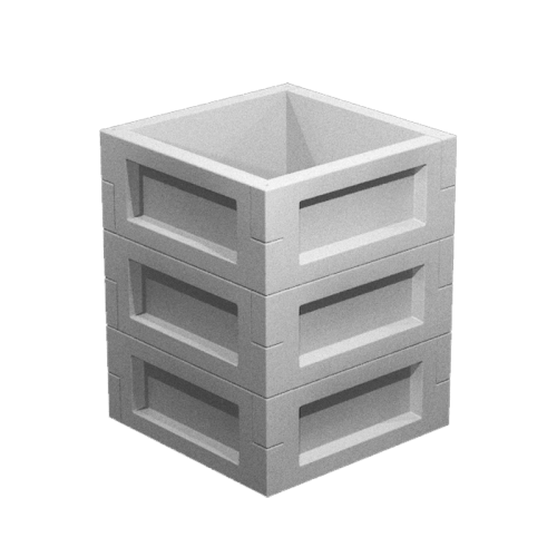 Клумба садовая  GKS высокая теплая грядка цветник GKS 1х1х3  60х60х75 см бетон серый